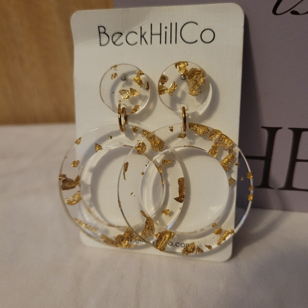 BeckHillCo Gold Flake Hoop Earrings